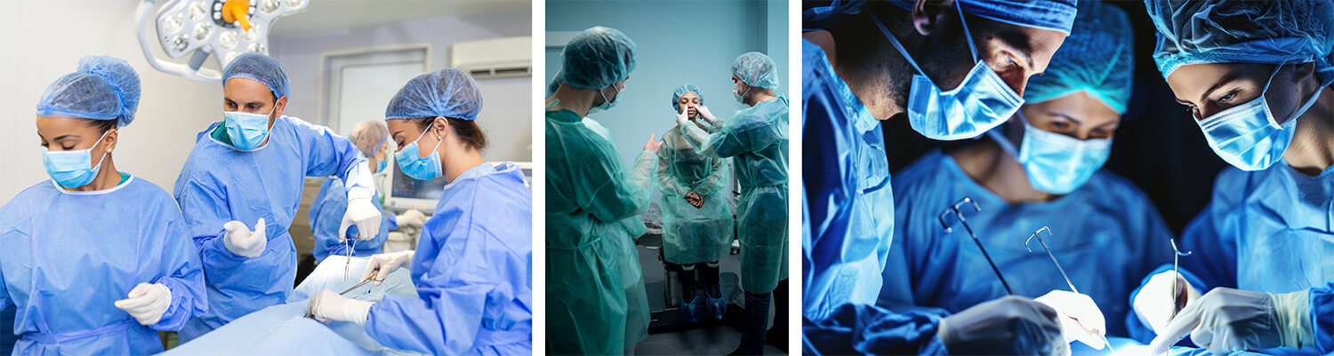 121924_SAMGI_SayYes_ImageCollage_W1500_Web Collage of different surgeons performing various types of surgical procedures